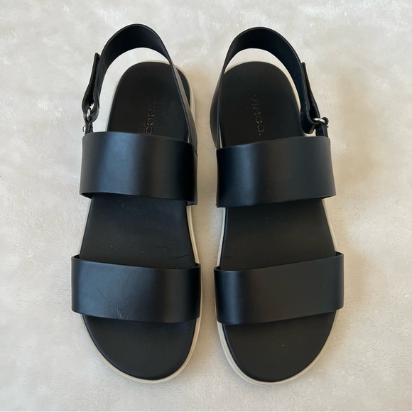 Vince Shoes - VINCE black strappy platform sandal 38.5 white sole neutral staple comfortable